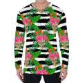 Aloha Skull Striped Pattern Print Men's Long Sleeve T-Shirt