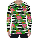 Aloha Skull Striped Pattern Print Men's Long Sleeve T-Shirt