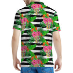 Aloha Skull Striped Pattern Print Men's Polo Shirt