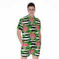 Aloha Skull Striped Pattern Print Men's Romper