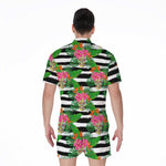 Aloha Skull Striped Pattern Print Men's Rompers