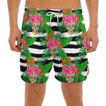 Aloha Skull Striped Pattern Print Men's Split Running Shorts