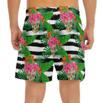 Aloha Skull Striped Pattern Print Men's Split Running Shorts