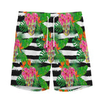 Aloha Skull Striped Pattern Print Men's Sports Shorts
