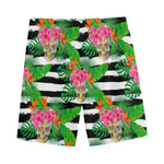 Aloha Skull Striped Pattern Print Men's Sports Shorts