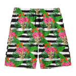Aloha Skull Striped Pattern Print Men's Swim Trunks
