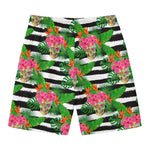 Aloha Skull Striped Pattern Print Men's Swim Trunks