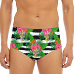 Aloha Skull Striped Pattern Print Men's Triangle Swim Briefs