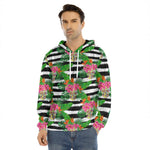 Aloha Skull Striped Pattern Print Men's Velvet Pullover Hoodie