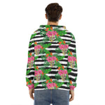 Aloha Skull Striped Pattern Print Men's Velvet Pullover Hoodie