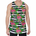 Aloha Skull Striped Pattern Print Men's Velvet Tank Top