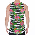 Aloha Skull Striped Pattern Print Men's Velvet Tank Top