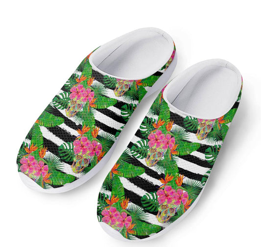 Aloha Skull Striped Pattern Print Mesh Casual Shoes