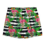 Aloha Skull Striped Pattern Print Mesh Shorts
