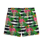 Aloha Skull Striped Pattern Print Mesh Shorts