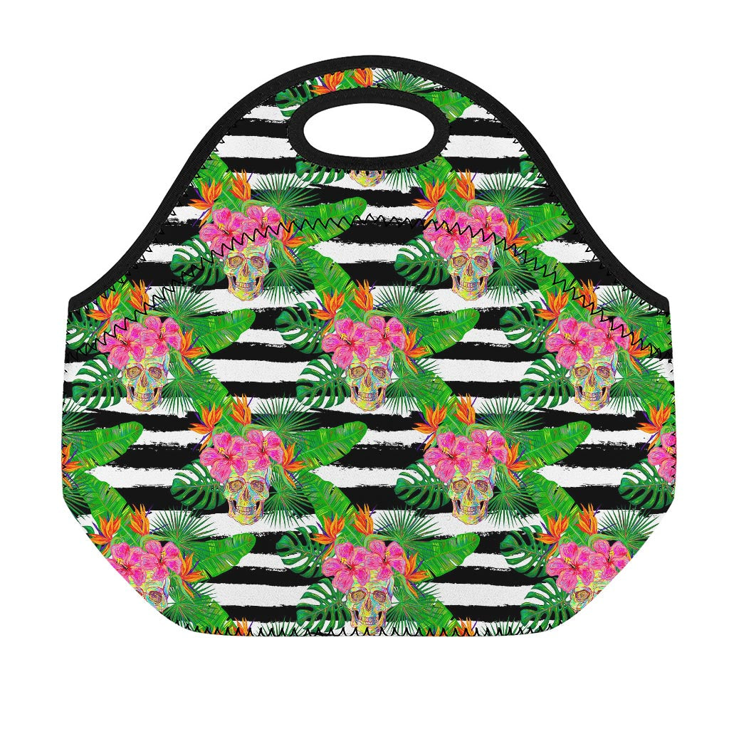 Aloha Skull Striped Pattern Print Neoprene Lunch Bag