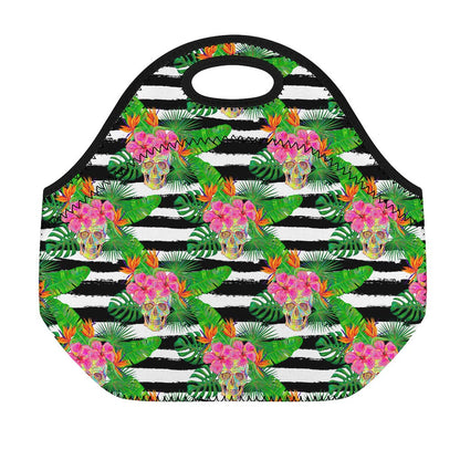 Aloha Skull Striped Pattern Print Neoprene Lunch Bag