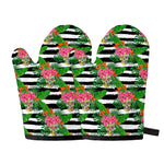 Aloha Skull Striped Pattern Print Oven Mitts