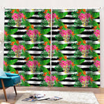 Aloha Skull Striped Pattern Print Pencil Pleat Curtains