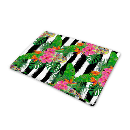 Aloha Skull Striped Pattern Print Pet Cooling Mat Cover