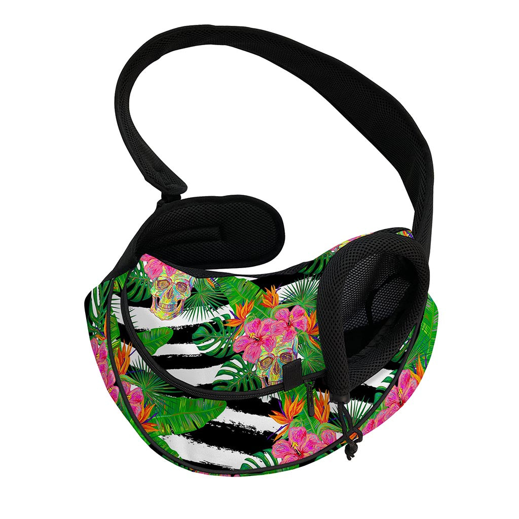 Aloha Skull Striped Pattern Print Pet Sling Carrier
