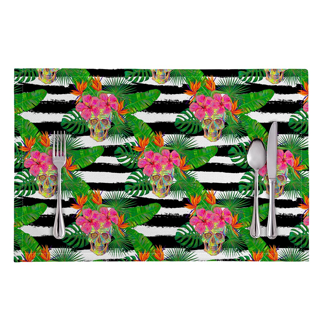 Aloha Skull Striped Pattern Print Placemat