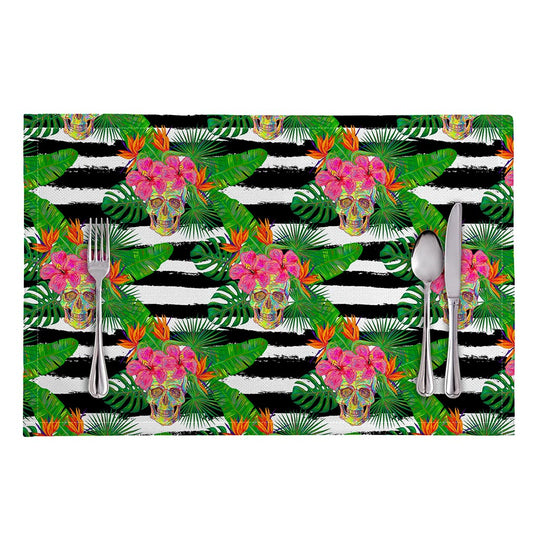Aloha Skull Striped Pattern Print Placemat