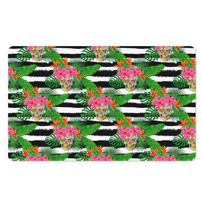 Aloha Skull Striped Pattern Print Polyester Doormat