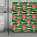 Aloha Skull Striped Pattern Print Polyester Shower Curtain