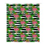 Aloha Skull Striped Pattern Print Polyester Shower Curtain