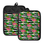 Aloha Skull Striped Pattern Print Pot Holders With Pocket