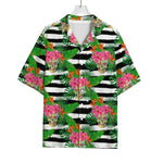 Aloha Skull Striped Pattern Print Rayon Hawaiian Shirt