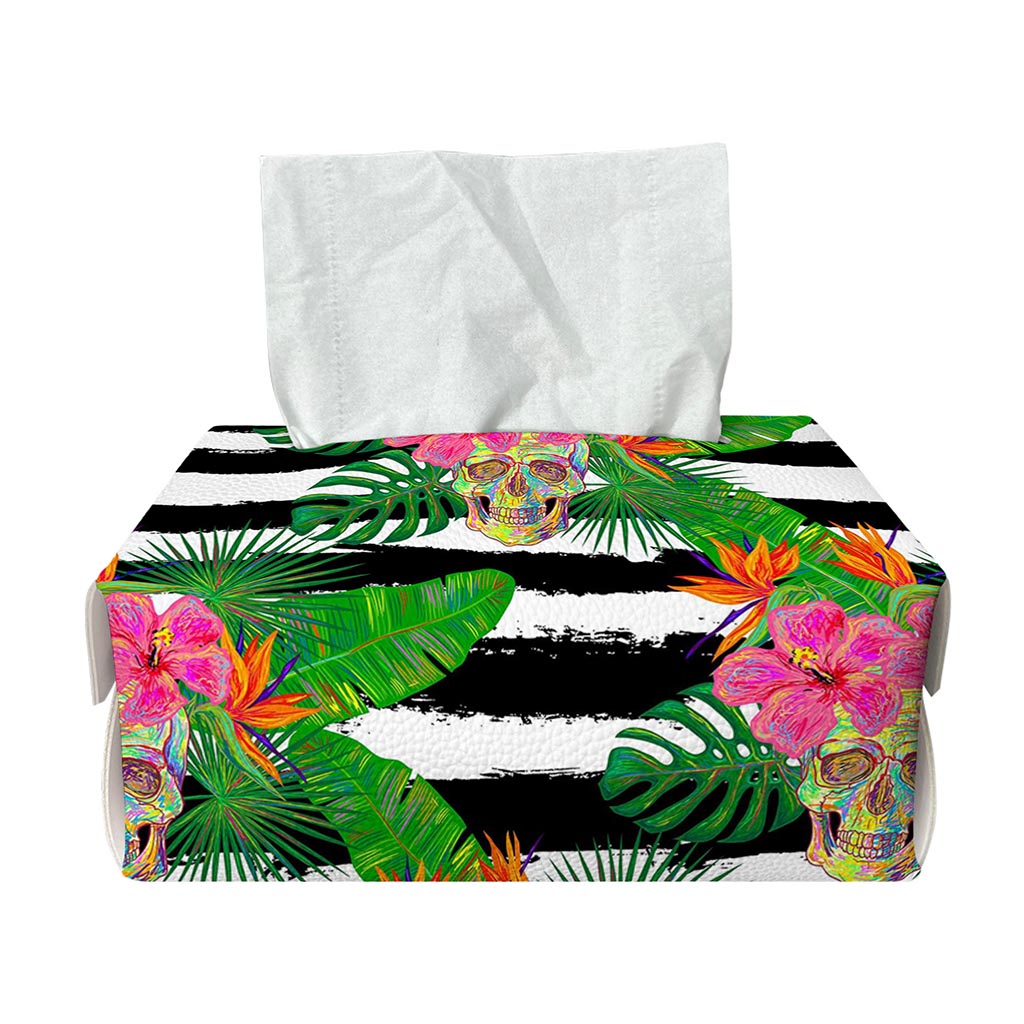 Aloha Skull Striped Pattern Print Rectangle Tissue Box Cover