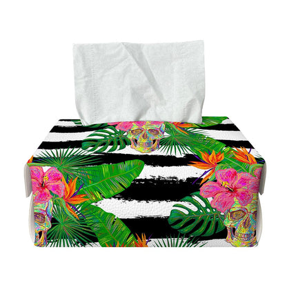 Aloha Skull Striped Pattern Print Rectangle Tissue Box Cover