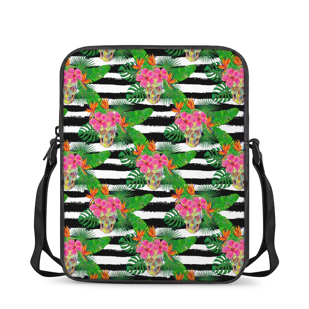 Aloha Skull Striped Pattern Print Rectangular Crossbody Bag