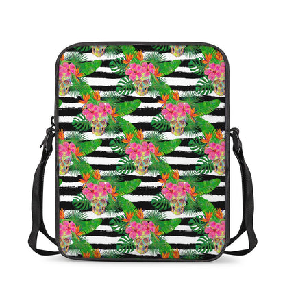 Aloha Skull Striped Pattern Print Rectangular Crossbody Bag