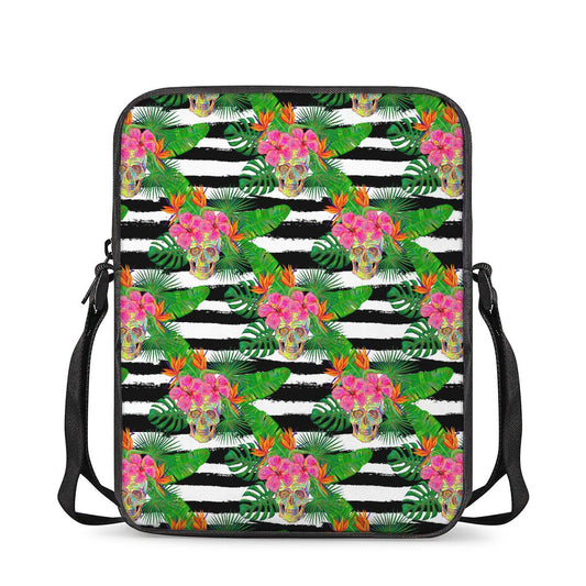 Aloha Skull Striped Pattern Print Rectangular Crossbody Bag