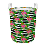 Aloha Skull Striped Pattern Print Round Laundry Basket