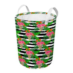 Aloha Skull Striped Pattern Print Round Laundry Basket
