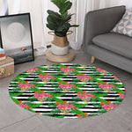 Aloha Skull Striped Pattern Print Round Rug
