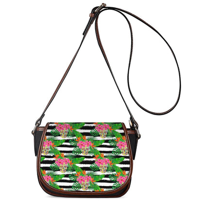 Aloha Skull Striped Pattern Print Saddle Bag