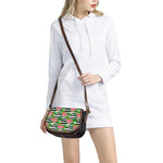 Aloha Skull Striped Pattern Print Saddle Bag