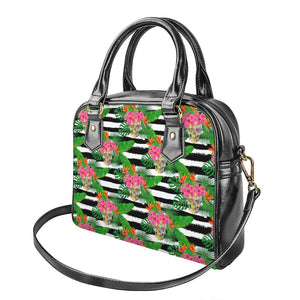 Aloha Skull Striped Pattern Print Shoulder Handbag