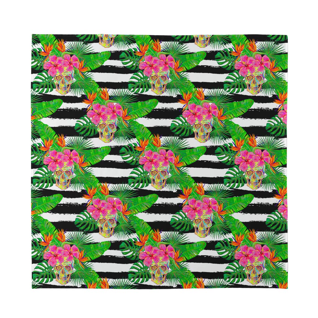 Aloha Skull Striped Pattern Print Silk Bandana