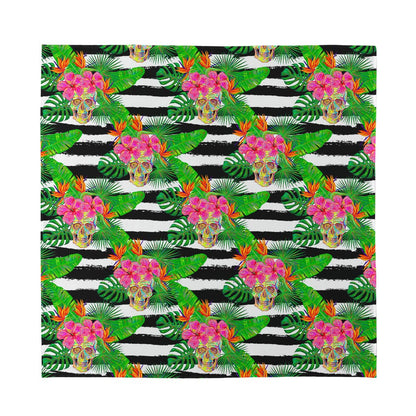 Aloha Skull Striped Pattern Print Silk Bandana
