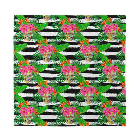 Aloha Skull Striped Pattern Print Silk Bandana