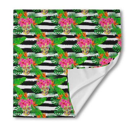 Aloha Skull Striped Pattern Print Silk Bandana