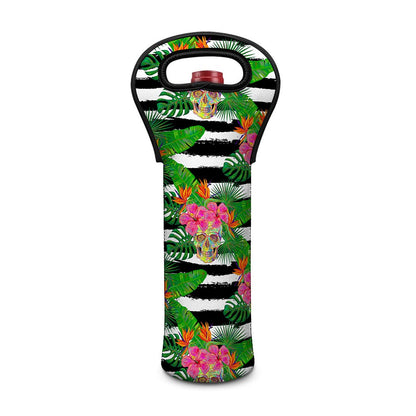 Aloha Skull Striped Pattern Print Single Neoprene Wine Tote