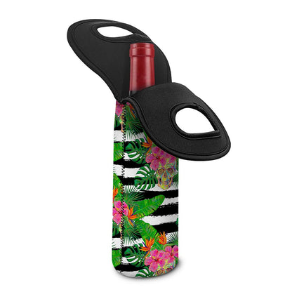 Aloha Skull Striped Pattern Print Single Neoprene Wine Tote