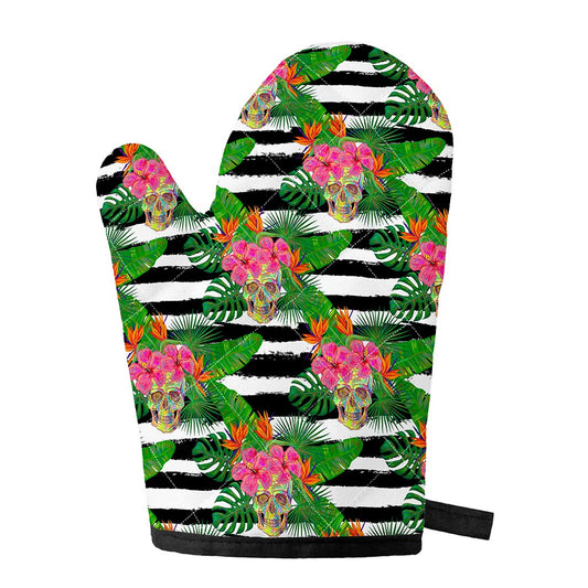 Aloha Skull Striped Pattern Print Single Oven Mitt